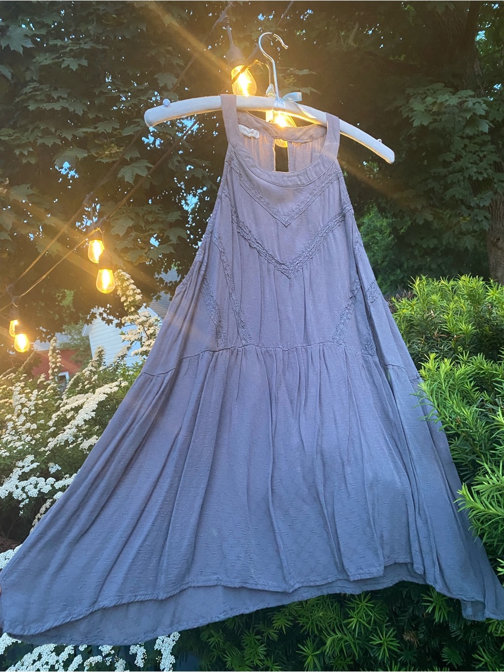 Sleeveless Tiered Swing Top - Slate Blue